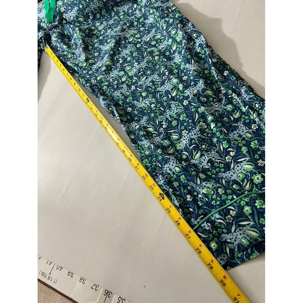 J Crew Pajama Pants Women 2X Blue Green Floral Cheetah Print BM286‎